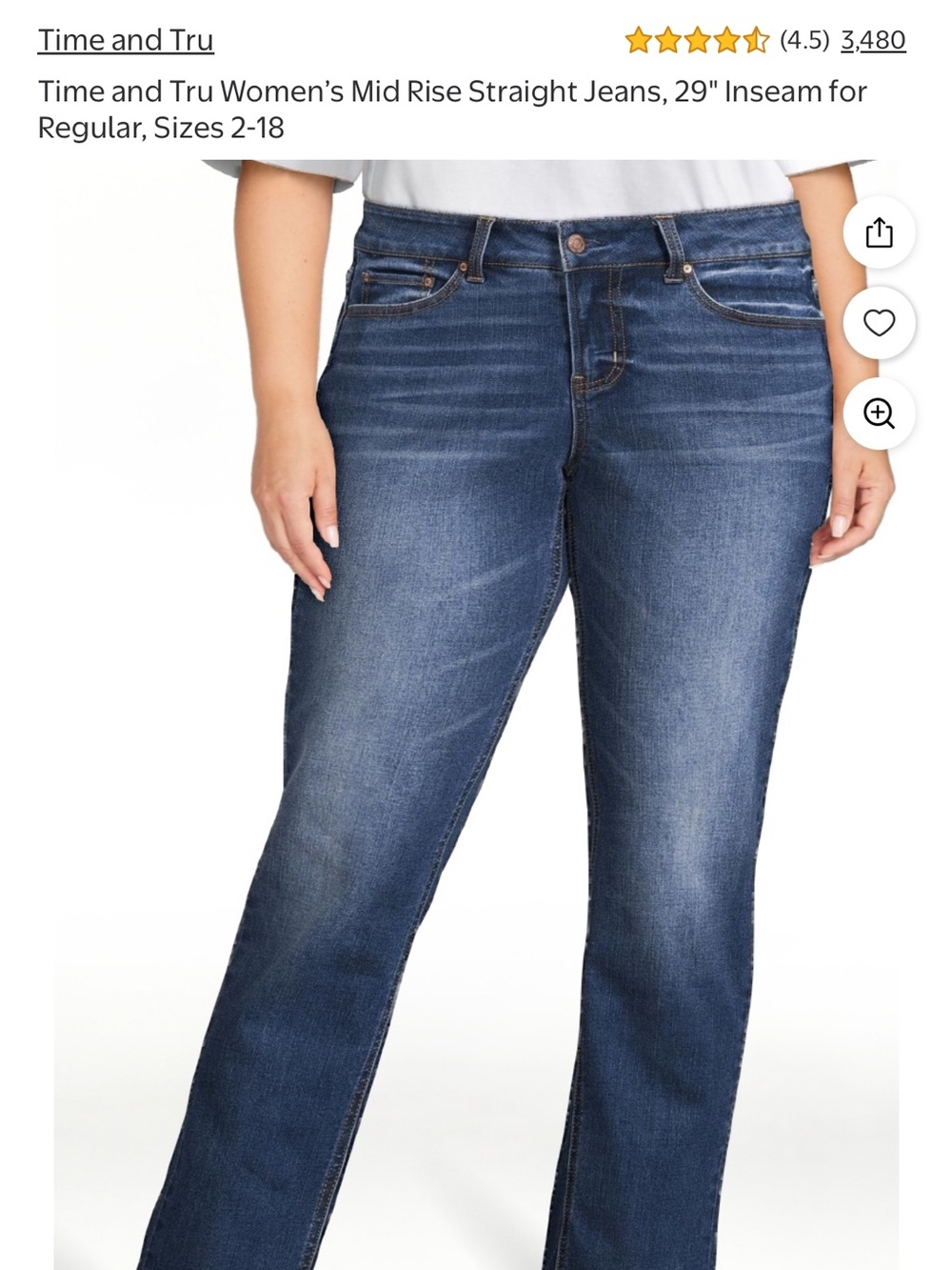 Time and Tru Women's Dark Blue Straight-Leg Jeans